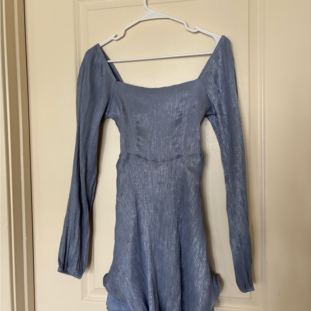 Forever 21 Shimmering Periwinkle Long Sleeve Dress